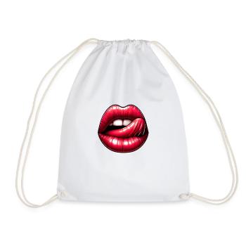 Lips-Tongues - Expressive Language - Drawstring Bag - white - Front