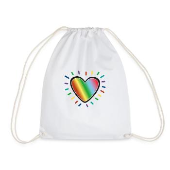 Strahlendes Herz in Regenbogen Farben - Turnbeutel - Weiß - Vorne