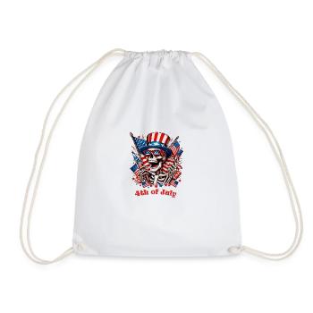 Funny Skeleton 4th of July - Drawstring Bag - white - Front