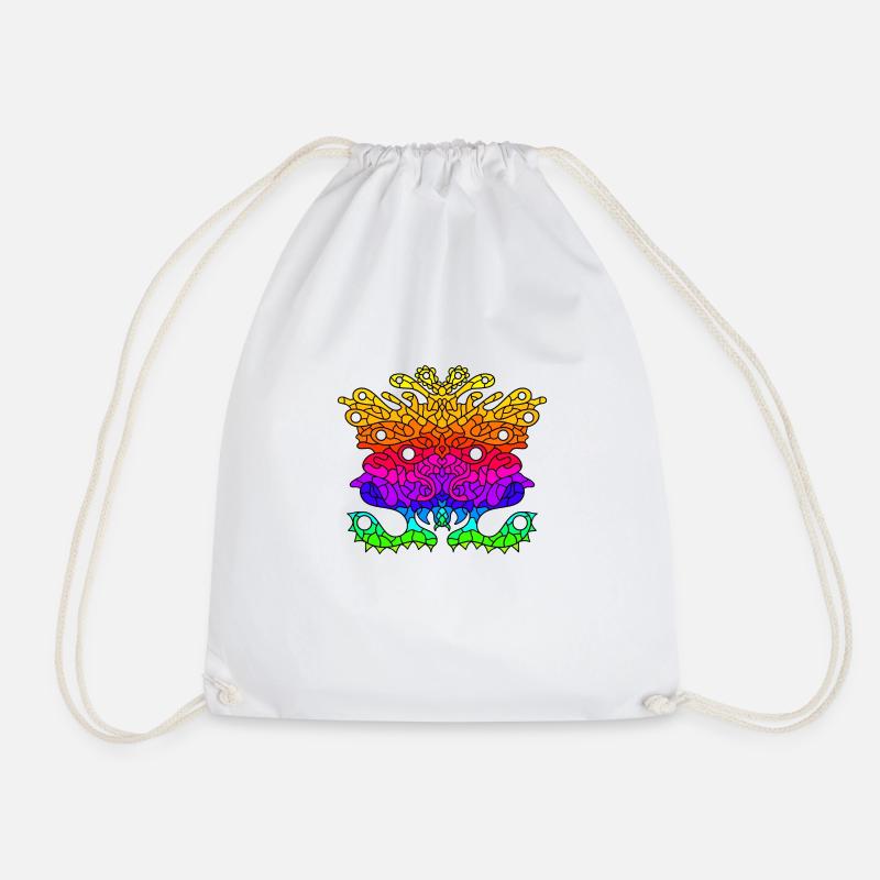 Abstract Rainbow Alien Creature - Drawstring Bag - white
