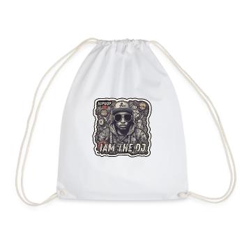 LOGO HIPHOP I AM THE DJ - Drawstring Bag - white - Front