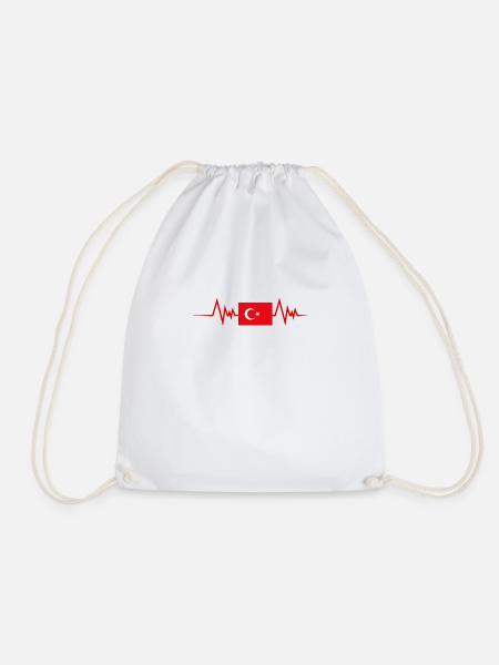 Turkey herzschlag Turkish Flag Turkish türkei - Turnbeutel - Weiß