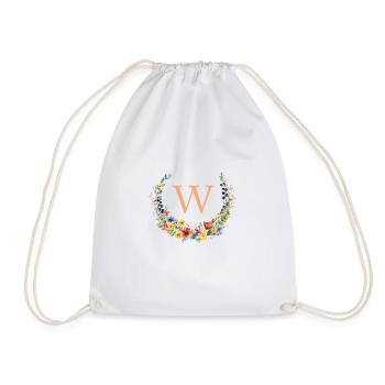 W Monogram Floral, Couronne florale, Personnalisable - Sac de sport léger - blanc - Devant