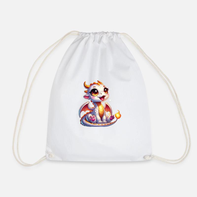 Cute Baby Dragon - Drawstring Bag - white