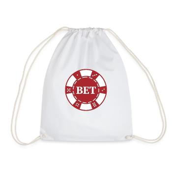 "BET" Casino-Chip - Red Chip for Poker player - Drawstring Bag - white - Front