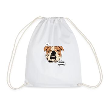 Bulldog and Collagen - Drawstring Bag - white - Front