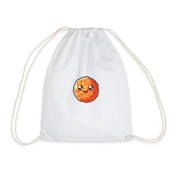 Sweet Happy Meatball with Face - Drawstring Bag - white - Front