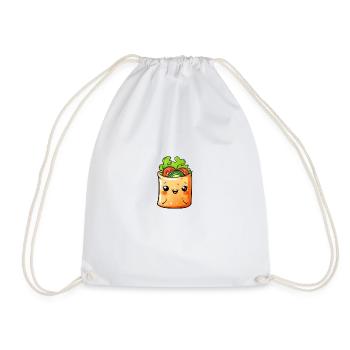 Smiling vegetable wrap in cartoon style - Drawstring Bag - white - Front