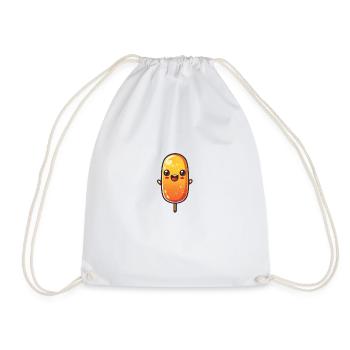 Cheerful summer popsicles in yellow and orange - Drawstring Bag - white - Front