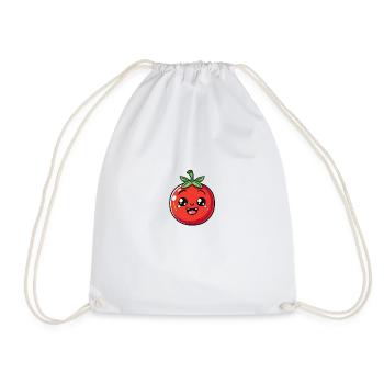 Tomate rayonnante avec feuille dans le style dessin animé - Sac de sport léger - blanc - Devant