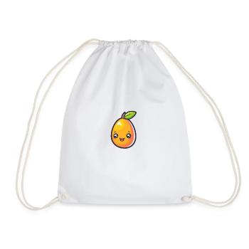 Bright orange fruit in cartoon style - Drawstring Bag - white - Front