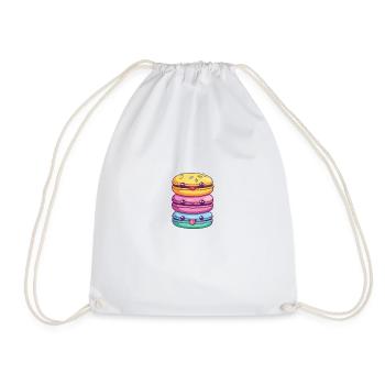 Cheerful colorful macarons in cartoon style - Drawstring Bag - white - Front