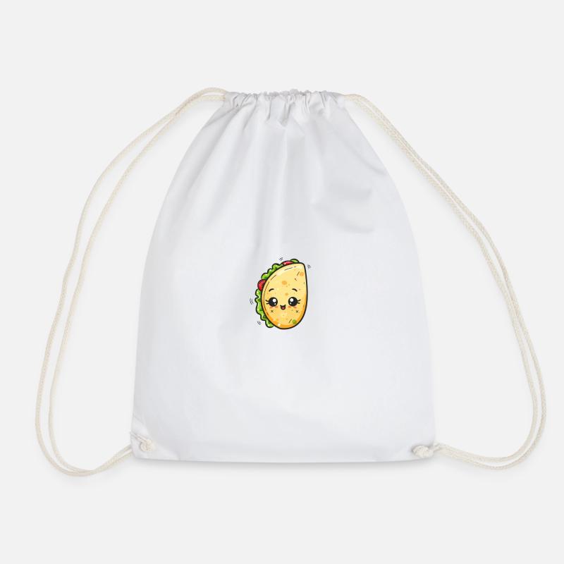 Drawing of happy burrito - Drawstring Bag - white