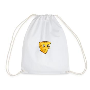 Käsige Pizza Slice Cartoon Figur - Turnbeutel - Weiß - Vorne