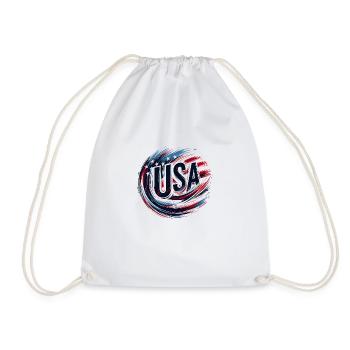 USA United States of America Design Logo - Drawstring Bag - white - Front