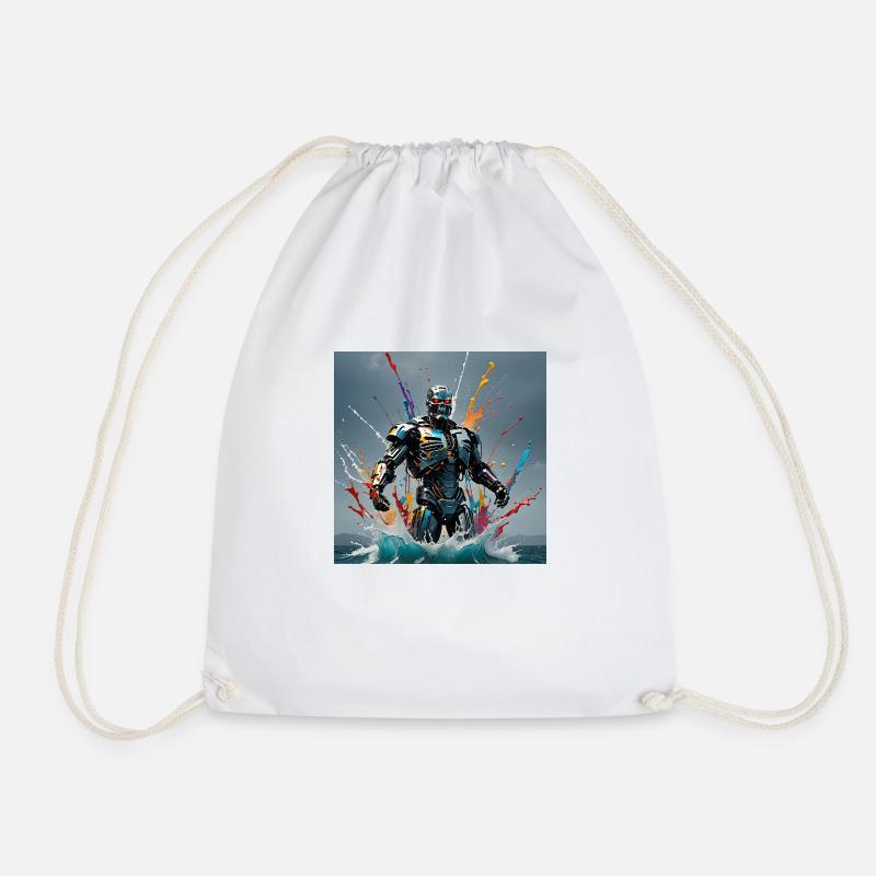 Robot coloré - Sac de sport léger - blanc