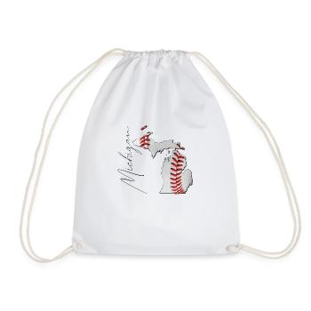 Michigan (United States) | real baseball | Map Scpt - Drawstring Bag - white - Front