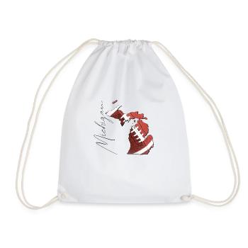 Michigan (United States) | real football | Map Scpt - Drawstring Bag - white - Front
