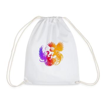 Cock tup fight animal isolated colorful chicken - Drawstring Bag - white - Front