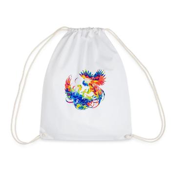 Cock tup fight animal isolated colorful chicken - Drawstring Bag - white - Front