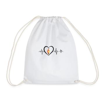 heartbeat ice cream cone - Drawstring Bag - white - Front