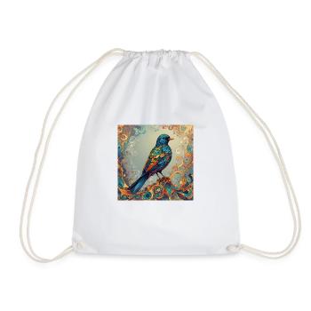 Oiseau coloré rectangulaire - Sac de sport léger - blanc - Devant