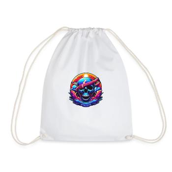 Vibrant Skull Art - Drawstring Bag - white - Front