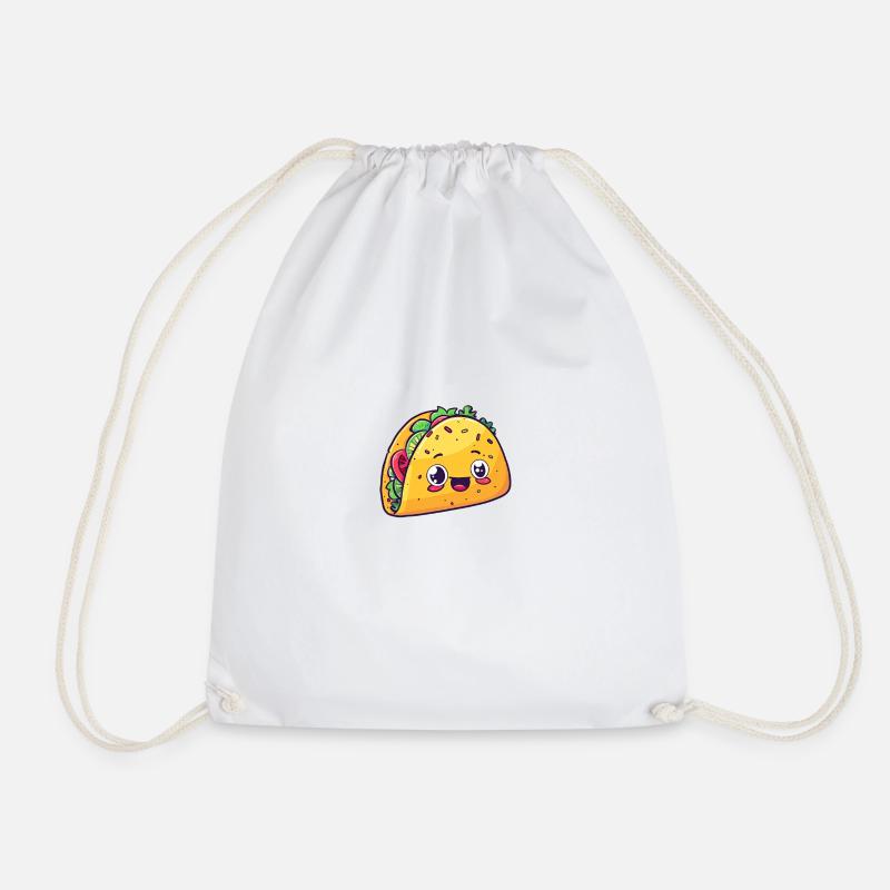 Taco with face - Drawstring Bag - white