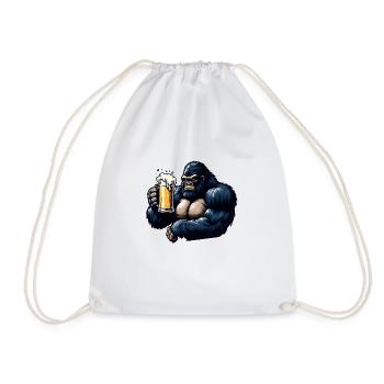 Chimpanzee Beer Lovers - Drawstring Bag - white - Front