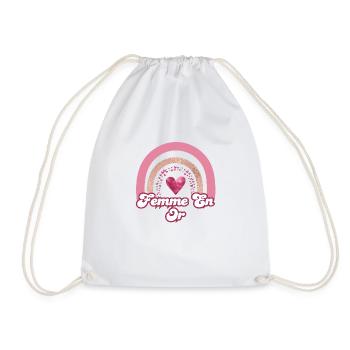 Woman in rose rainbow gold - woman gift - Drawstring Bag - white - Front