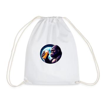 Big Beer Lover Monkey - Drawstring Bag - white - Front