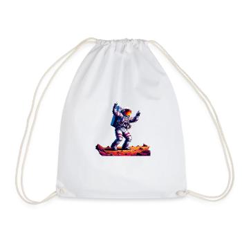 A Space Voyage, Astroanut Moon Planet - Drawstring Bag - white - Front