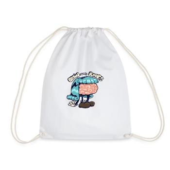 brain with bangs - Drawstring Bag - white - Front