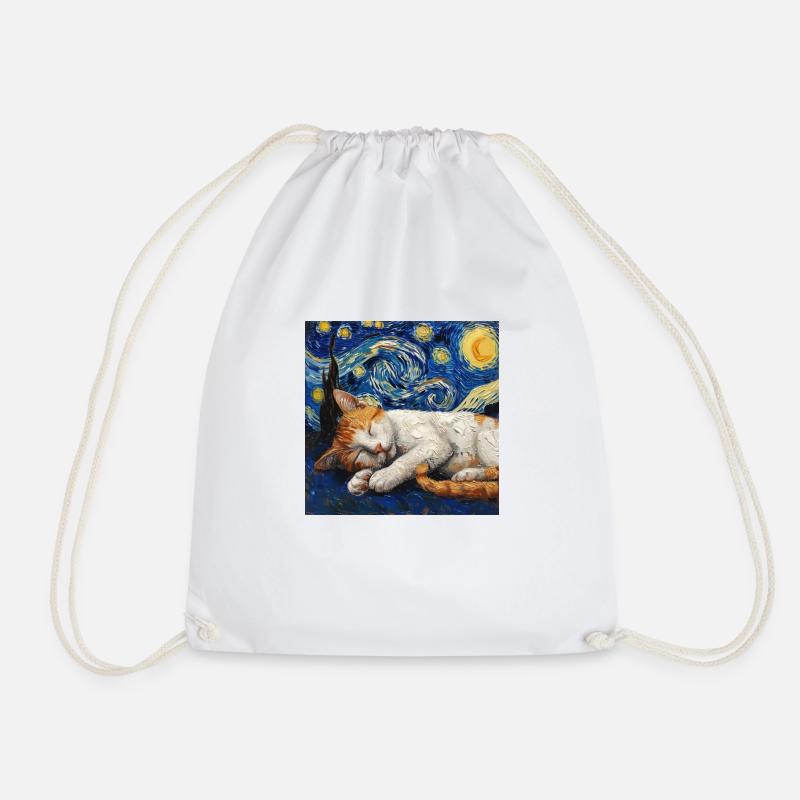 Katze Van Gogh Sternennacht - Turnbeutel - Weiß