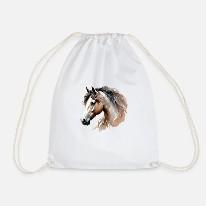 Aquarell Horse - Drawstring Bag - white