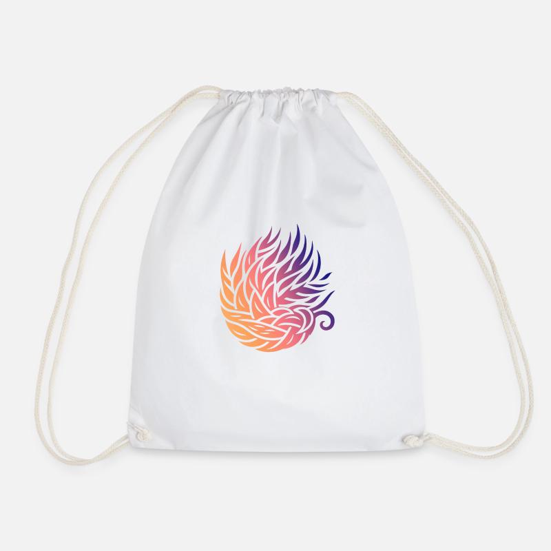 Abstract Leaf Swirl - Drawstring Bag - white