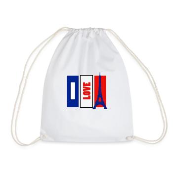 T-shirt with French flag and I Love France - Drawstring Bag - white - Front
