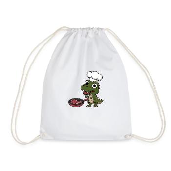 T-Rex Dinosaur Kids Tshirt - Drawstring Bag - white - Front