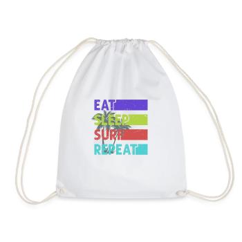 Eat, Sleep, Surf, Repeat - Drawstring Bag - white - Front
