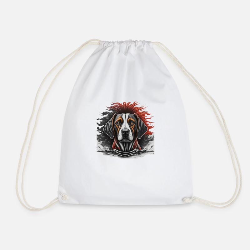 The Majestic Dog - Drawstring Bag - white