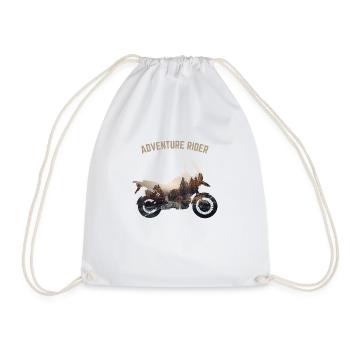 Adventure Motorcycle Biker Offroad Mountain Travel - Drawstring Bag - white - Front