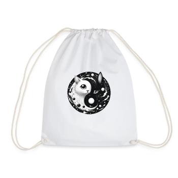 Ying und Yang japanische Katzen Anime Kawaii - Turnbeutel - Weiß - Vorne