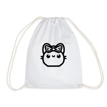 Cute Cat - Drawstring Bag - white - Front