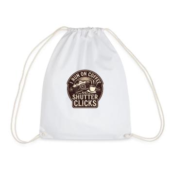 I Run on Coffee and Shutter Clicks Photography Des - Drawstring Bag - white - Front