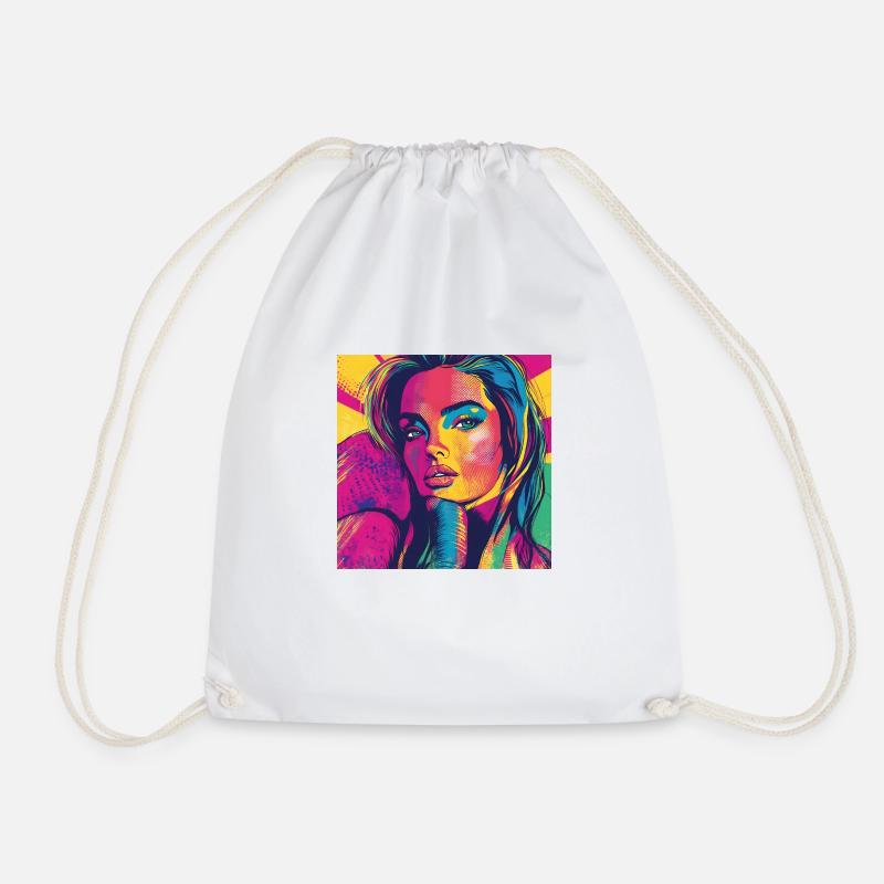 Color Explosion Woman & Elephant Design Elegant - Drawstring Bag - white