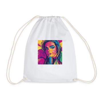Artful Pop Art Elephant & Woman Design Elegant - Drawstring Bag - white - Front