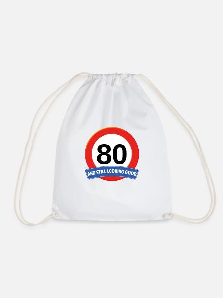 1055 Stoppschild 80 Jahre - Turnbeutel - Weiß