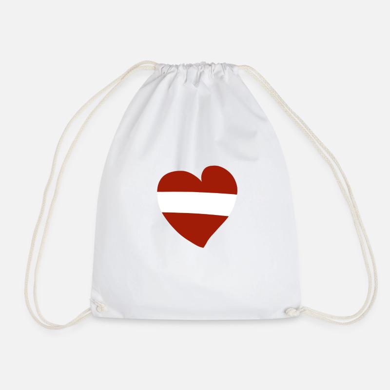 Austria Heart - Drawstring Bag - white