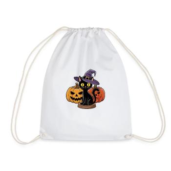 Chat Noir Enchanté d'Halloween - Sac de sport léger - blanc - Devant
