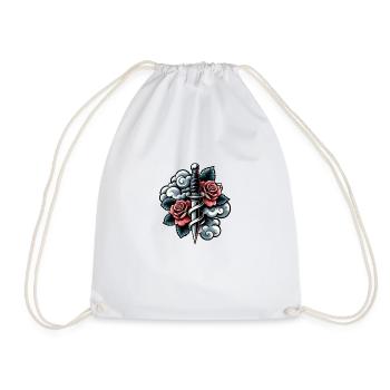 Rose and Dagger - Drawstring Bag - white - Front